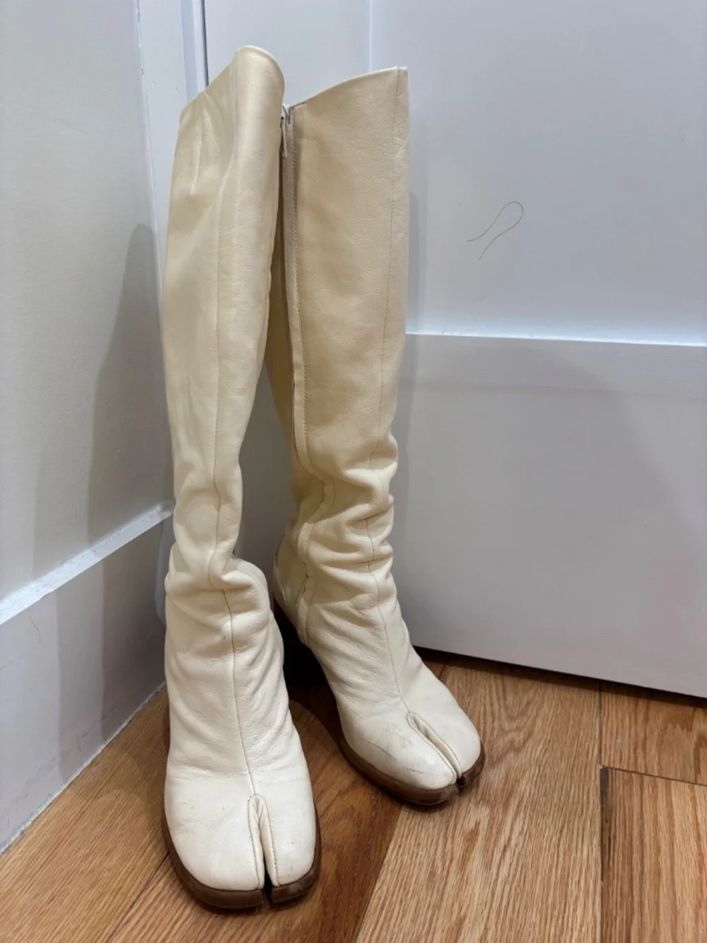 Maison Margiela White Knee-Length Tabi Boots